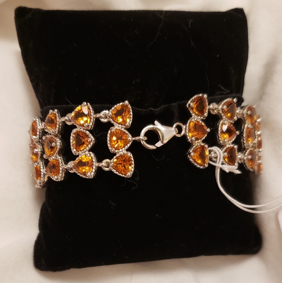 BONUS INC! Size 7 inch, Madeira Citrine Bracelet, 925 Silver, 35 grams, 22.7 tgw - Picture 3 of 12